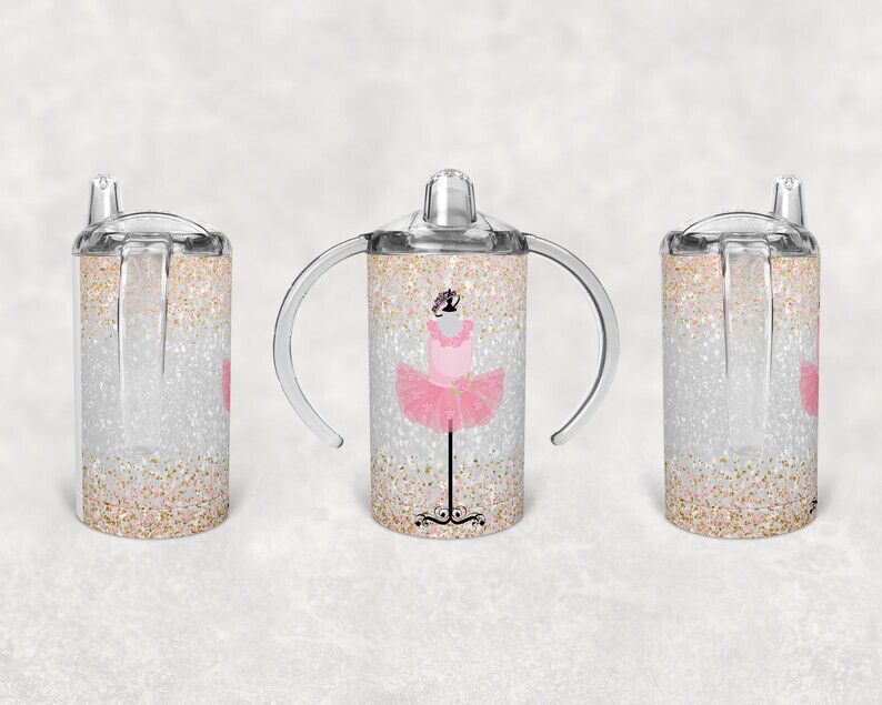 12oz Stainless Steel Kids Sippy Cup - Tutu Dance Faux Glitter
