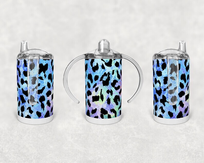 12oz Stainless Steel Kids Sippy Cup
 - Leopard Design