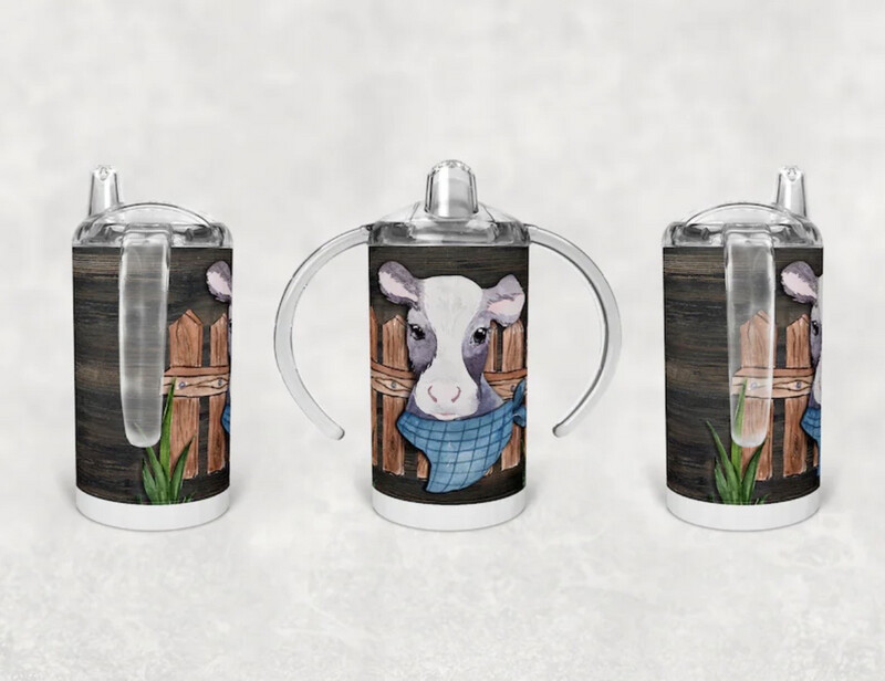 12oz Stainless Steel Kids Sippy Cup - Cow