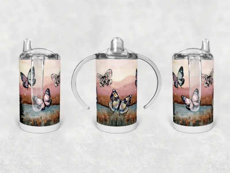 12oz Stainless Steel Kids Sippy Cup - Butterfly Twilight Fairy Dust Design