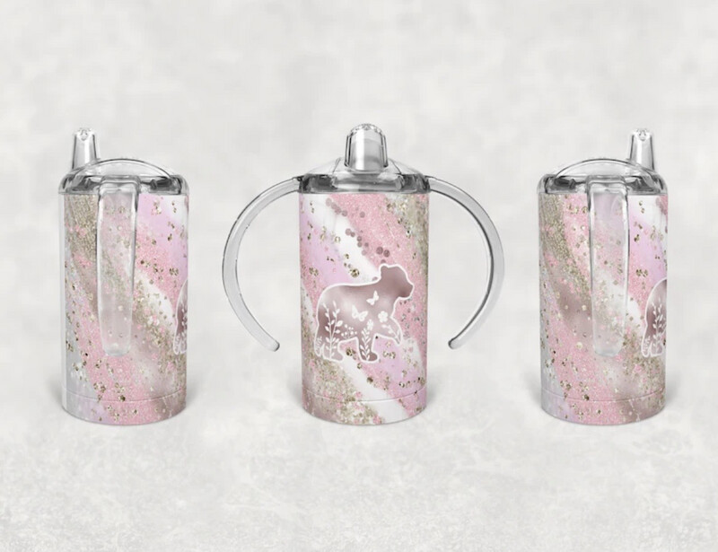 12oz Stainless Steel Kids Sippy Cup - Baby Bear Milky-way Glitter