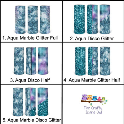 Aqua Glitter Marble
