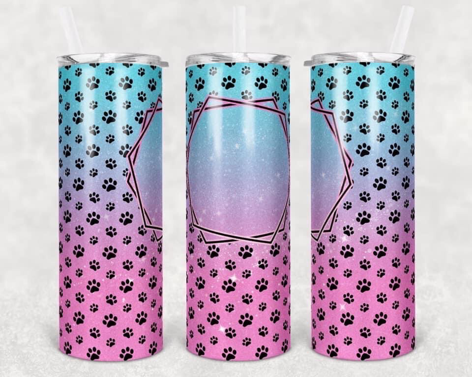 Paw Pink Teal Glitter w/ Frame