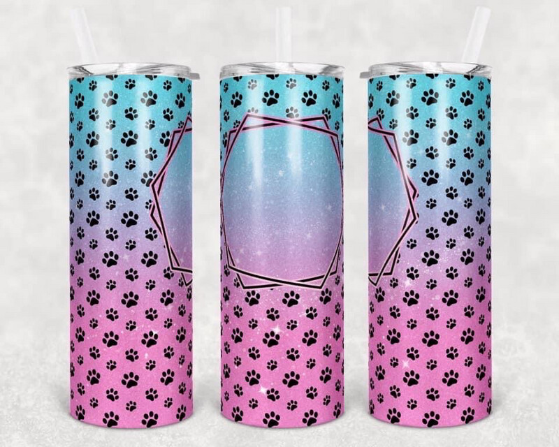 Paw Pink Teal Glitter w/ Frame