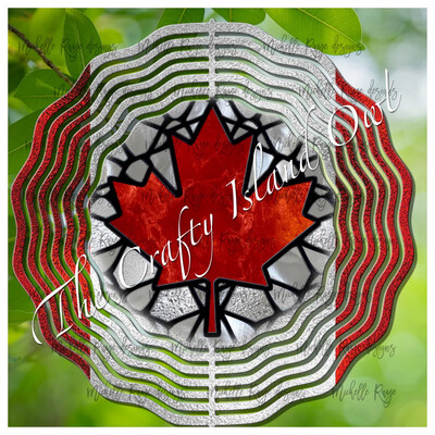 10” Aluminum Canadian Flag Stained Glass Wind Spinner
