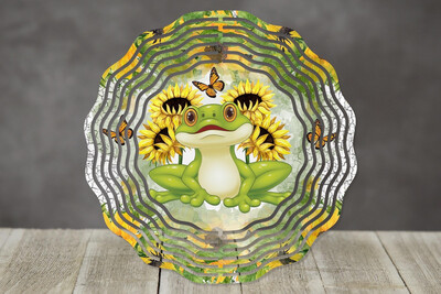 10” Aluminum Sunflower Frog Wind Spinner