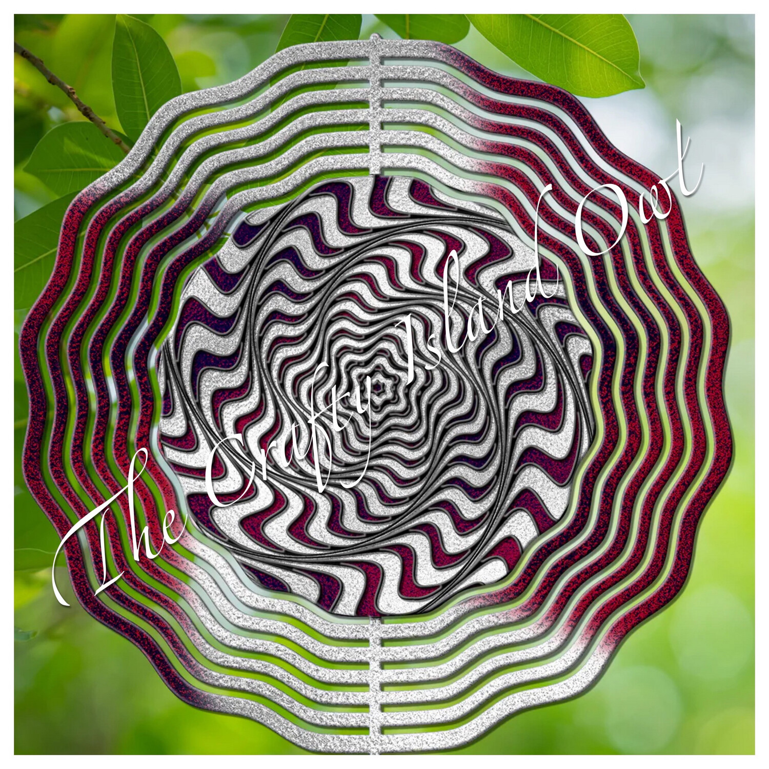 10” Aluminum Maroon White Wind Spinner