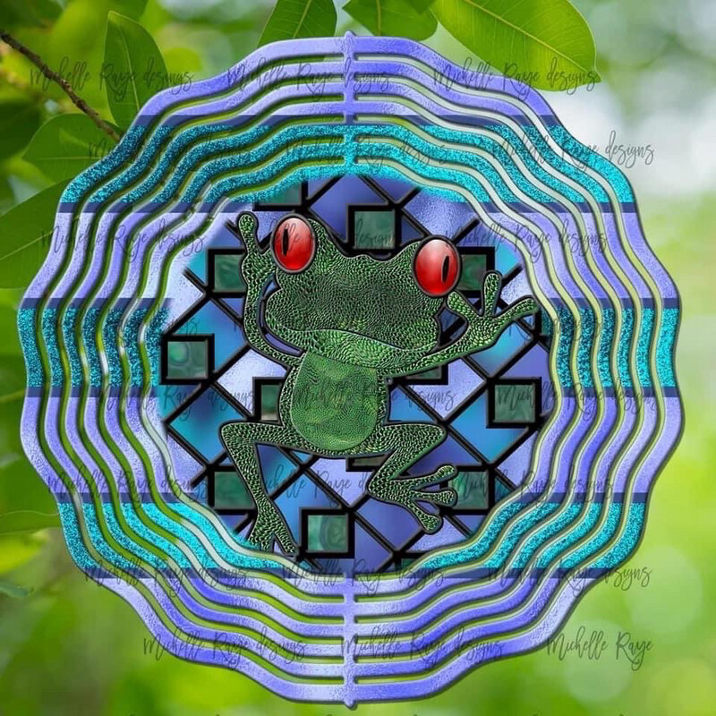 10” Aluminum Frog Stained Glass Wind Spinner