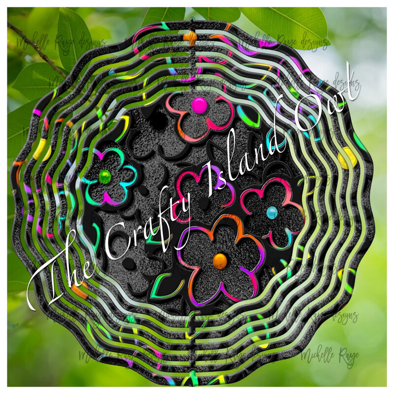 10” Aluminum Fluorescent Rainbow Flower Wind Spinner