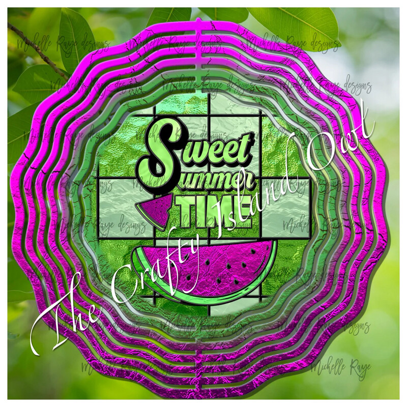 10” Aluminum Watermelon, Sweet Summer Time Stained Glass Wind Spinner