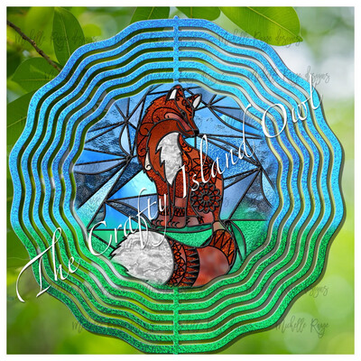 10” Aluminum Fox Stained Glass Wind Spinner