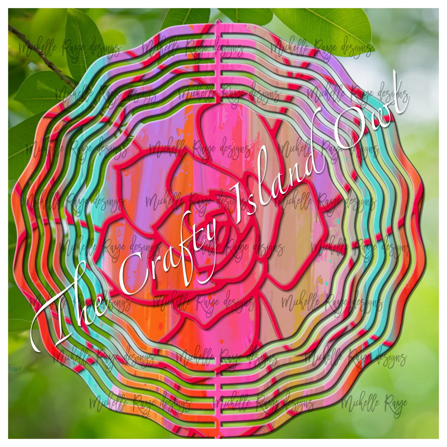 10” Aluminum Bright Rainbow Flower Wind Spinner