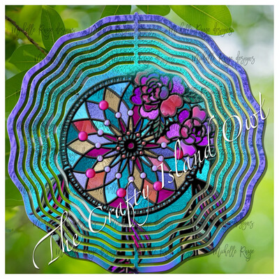 10” Aluminum Boho Floral Dreamcatcher Stained Glass Wind Spinner