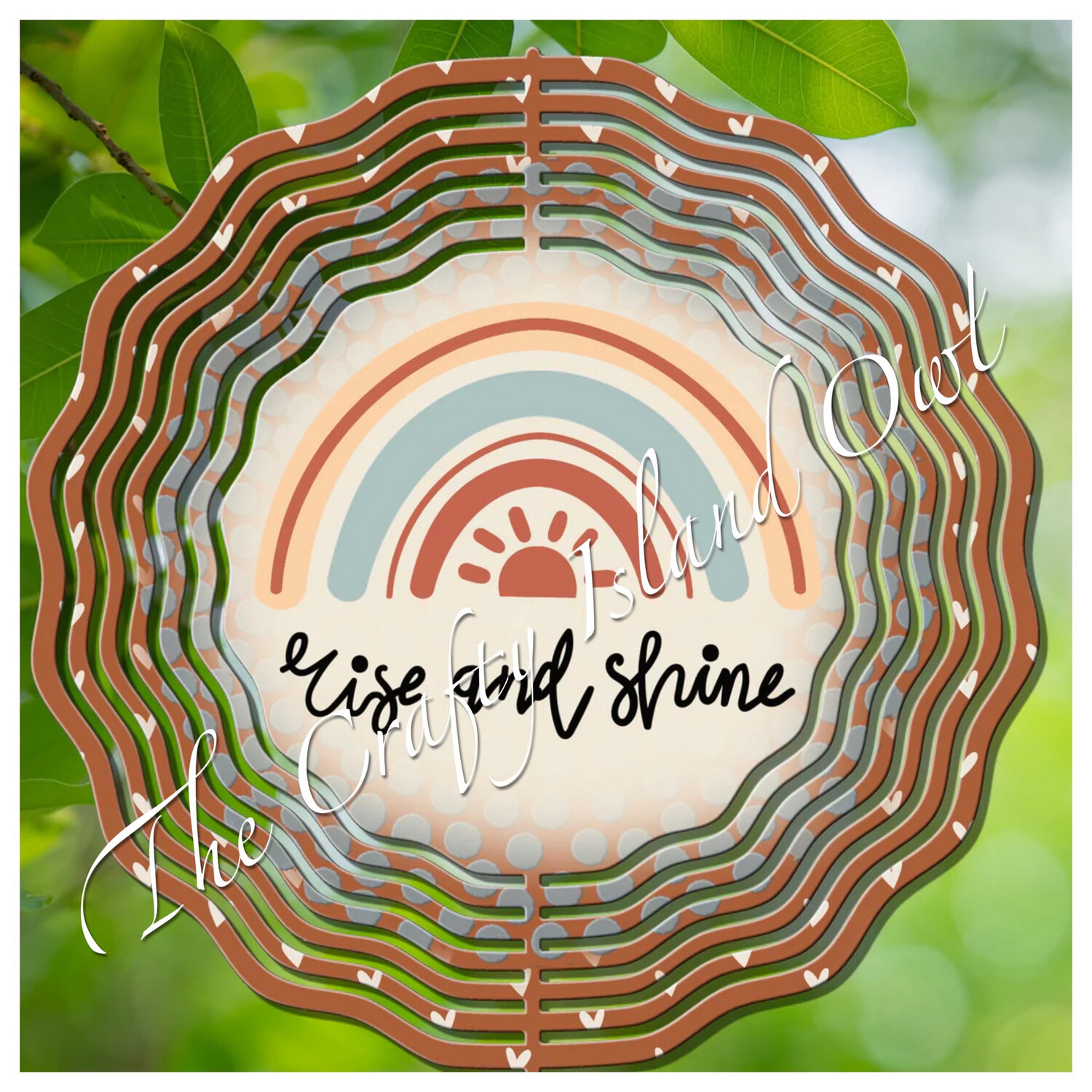 10” Aluminum Boho Rainbow Rise and Shine Wind Spinner