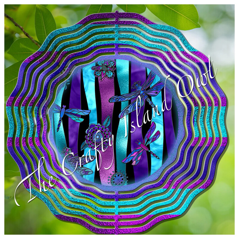 10” Aluminum Dragonfly Stained Glass Wind Spinner