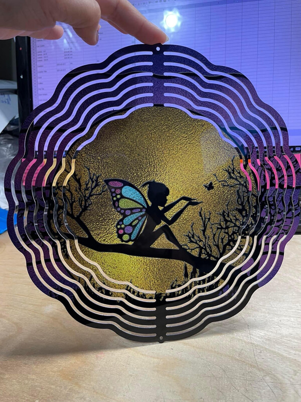 10” Aluminum Fairy Stained Glass Wind Spinner