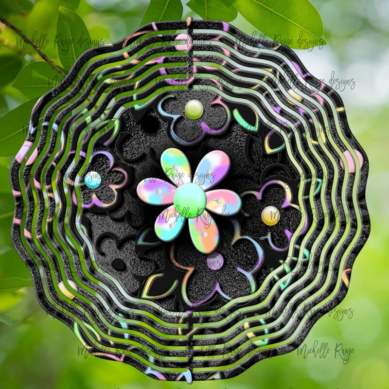 10” Aluminum Pastel Rainbow Flower Wind Spinner