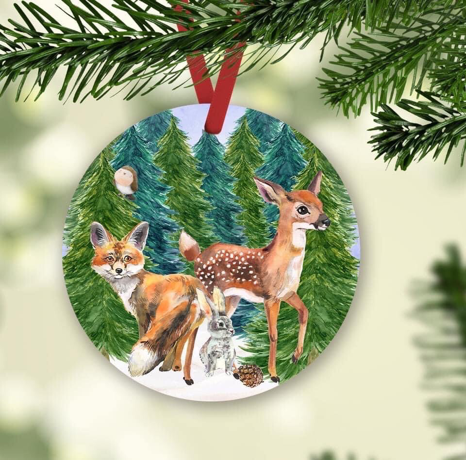 Forest Friends 3” Round Ornament
