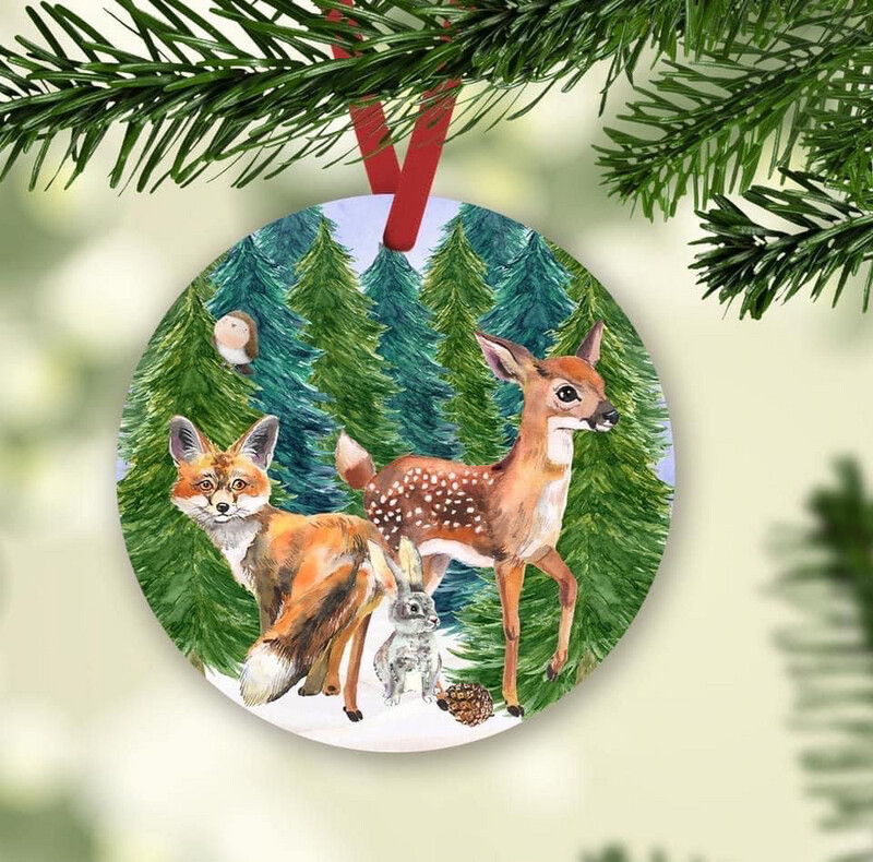 Forest Friends 3” Round Ornament