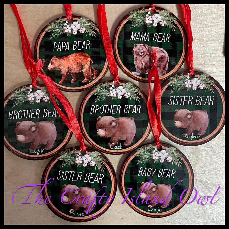 Family Bear 3” Round Ornament