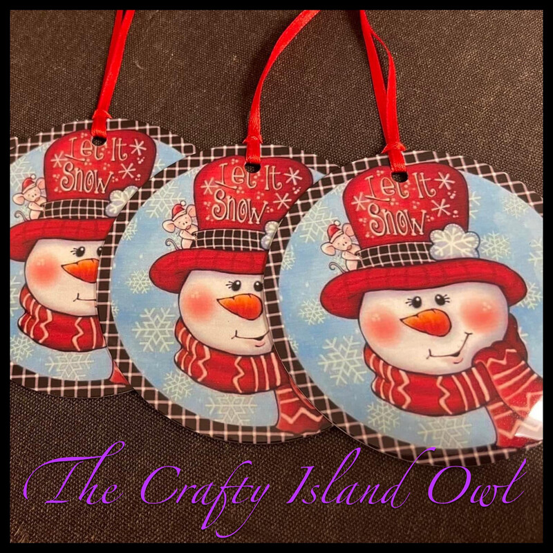 Let It Snow Snowman Metal Ornament