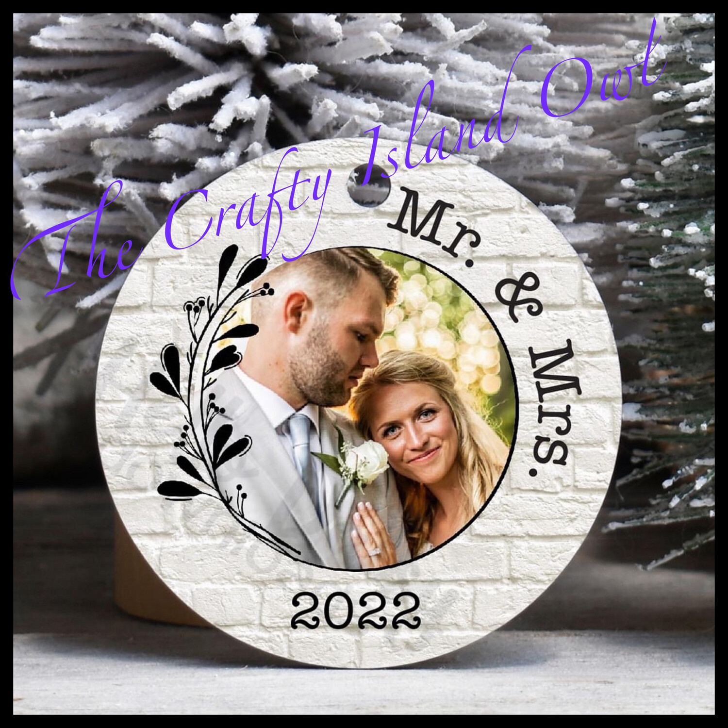 Mr &amp;  Mrs 3” Round Ornament