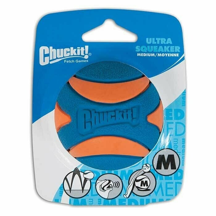Chuckit Ultra Squeaker Ball 1 Pack Dog Toy Orange Medium Chuckit Ultra Squeaker Ball 1 Pack Dog Toy Orange Medium