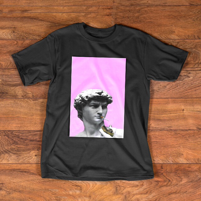 Head David with cigarette Crew Neck