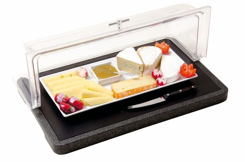 GN 1/1 COLD PLATE schwarz mit Rolltop