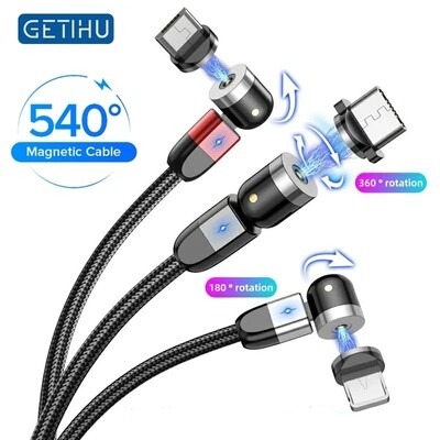 GETIHU 540 Magnetic USB Type C Micro Cable Fast Charge Magnet Phone Charger For iPhone 12 11 X 7 8 Plus Huawei Xiaomi Samsung LG