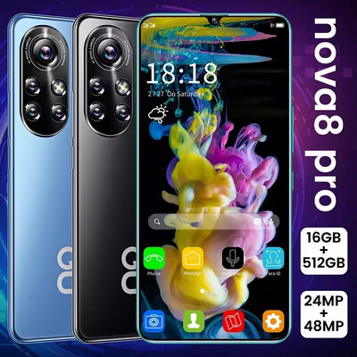 Phone nova8 pro Global Version Smartphone 16GB+512GB 6500mAh 6.8HD Inch Camera Cellphone 2280*3200 5G Android 10.0 Mobile