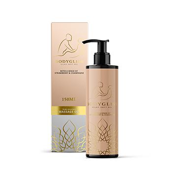 OLIO E LUBRIFICANTE SETOSO PER MASSAGGI BASE SILICONE - FRAGOLE E CHAMPAGNE