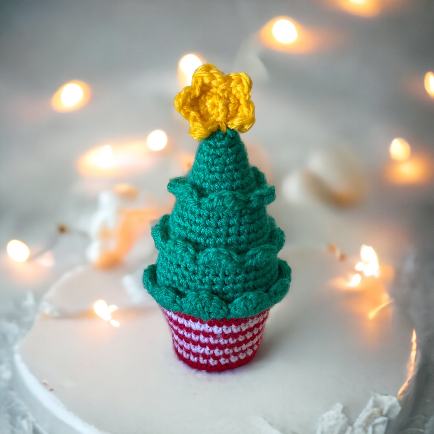 Crocheted Christmas Tree Cupcakes