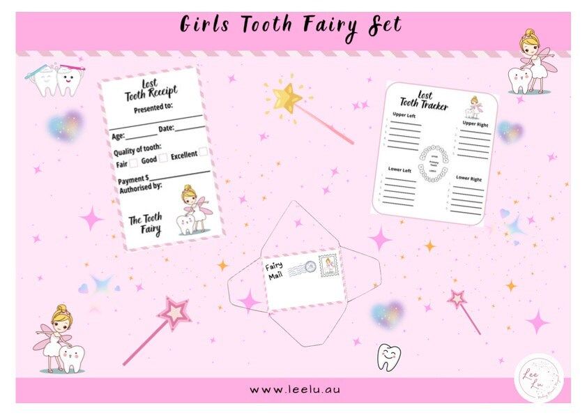 Printable Mini Tooth Fairy receipts with envelope Girl