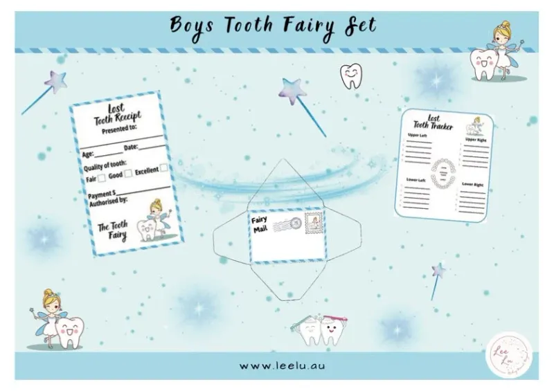 Printable Mini Tooth Fairy Receipts with envelope Boy