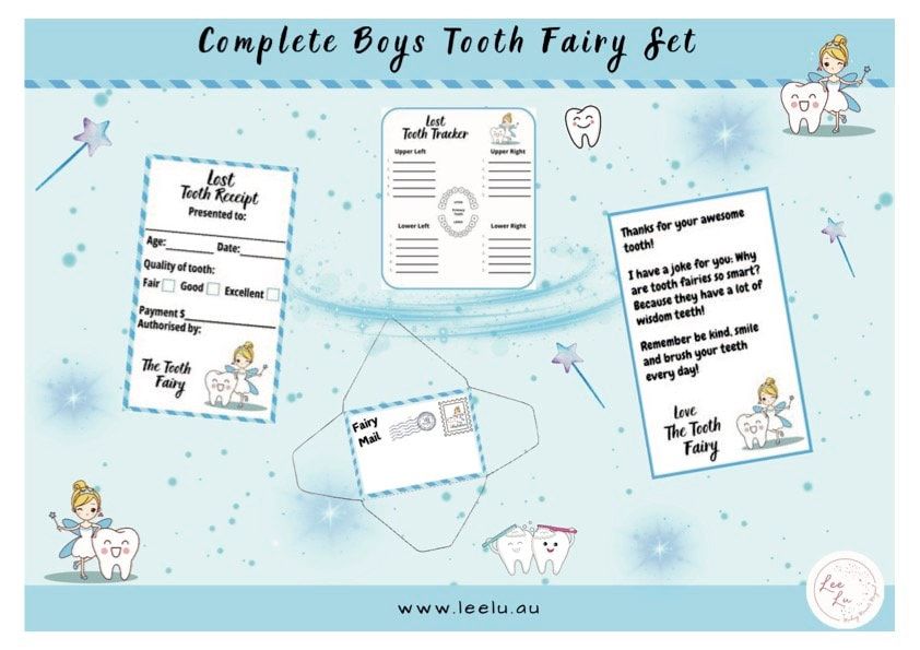 Complete Printable Mini Tooth Fairy Set with envelope