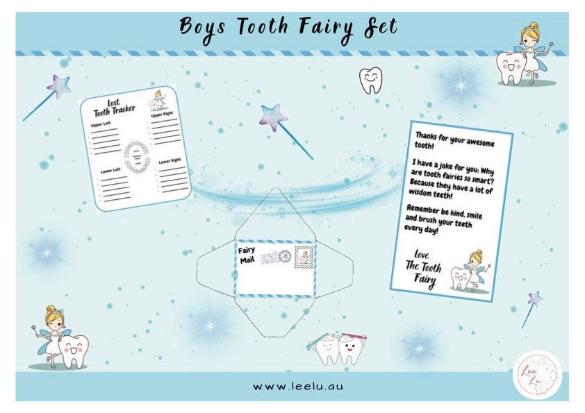 Printable Mini Tooth Fairy letters with envelope Boy