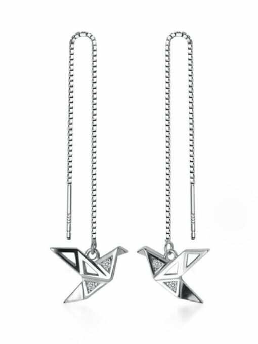Origami Hummingbird CZ Earrings