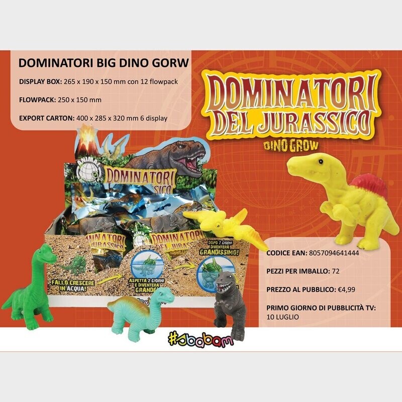 Dominatori del Jurassico - Big Dino Gorw - (12 pz.)