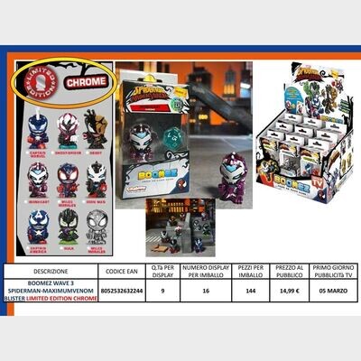 Boomez Hero 3D Card - Spiderman Maximum Venom - Blister Limited Edition Chrome (9 pz.)