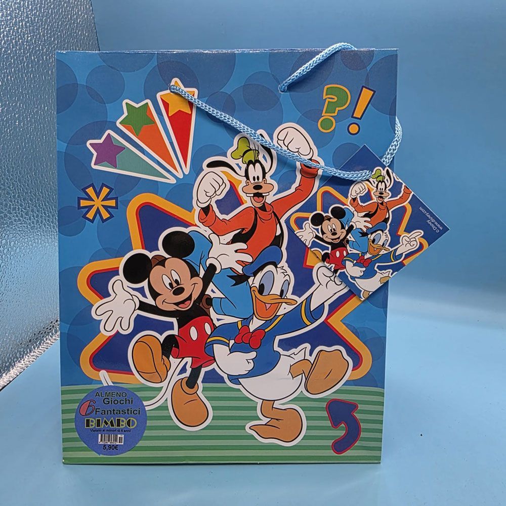 Shopper Disney Topolino, Pippo e Paperino con 6 regali - (5 pezzi) Shopper Disney Topolino, Pippo e Paperino con 6 regali - (5 pezzi)