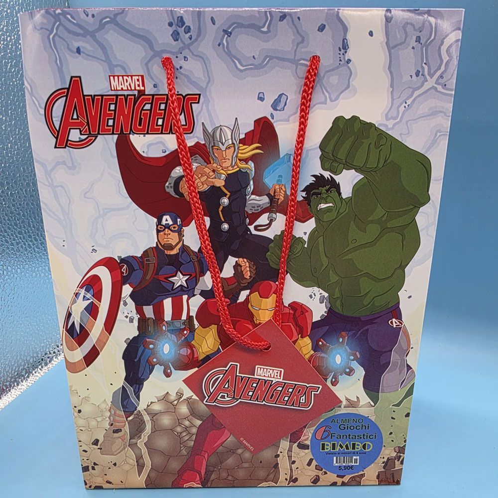 Shopper Avengers con 6 regali - (5 pezzi) Shopper Avengers con 6 regali - (5 pezzi)