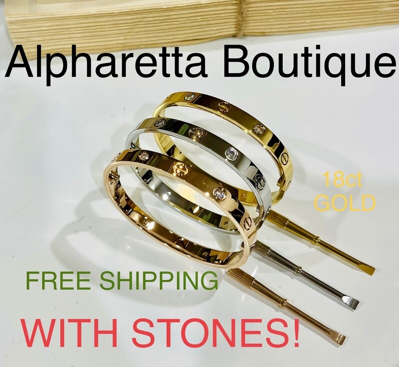 Love Bracelet Bangle w/ Stones 18ct Gold