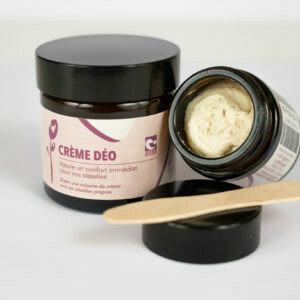 Crème déo
Déo 100% naturel  BIO
Assure un confort des aisselles. Régule la transpiration !