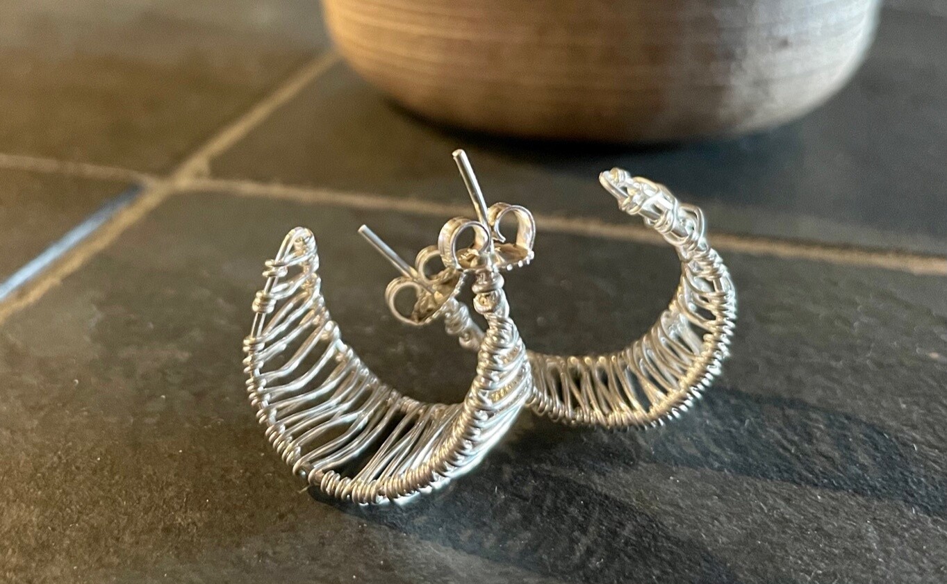 Sterling Silver Wire Wrapped "C" Earrings