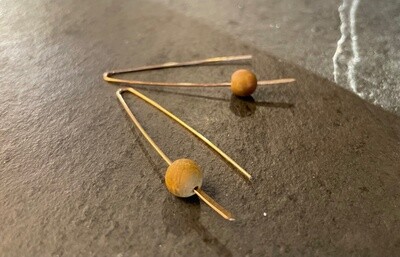 Gold Wishbone Earrings with bead or pearl