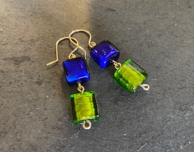 Blue and Green Murano Bead Dangles