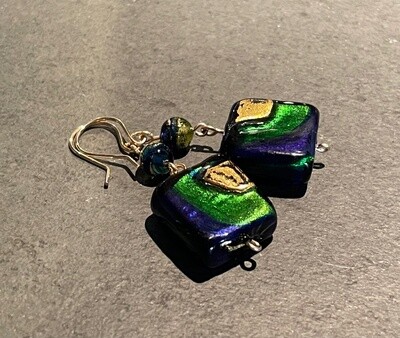Blue, green & gold Murano Squares