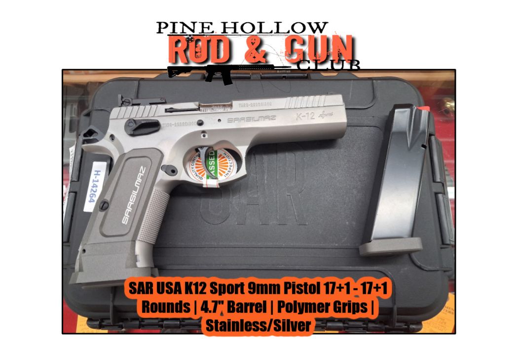 SAR USA K12 Sport 9mm Pistol 17+1 - 17+1 Rounds | 4.7" Barrel | Polymer Grips | Stainless/Silver