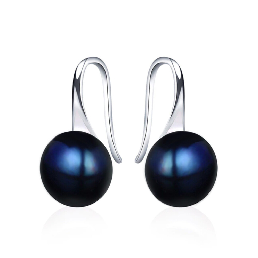 Izabela X - Black Freshwater Pearl Silver Drop Earrings